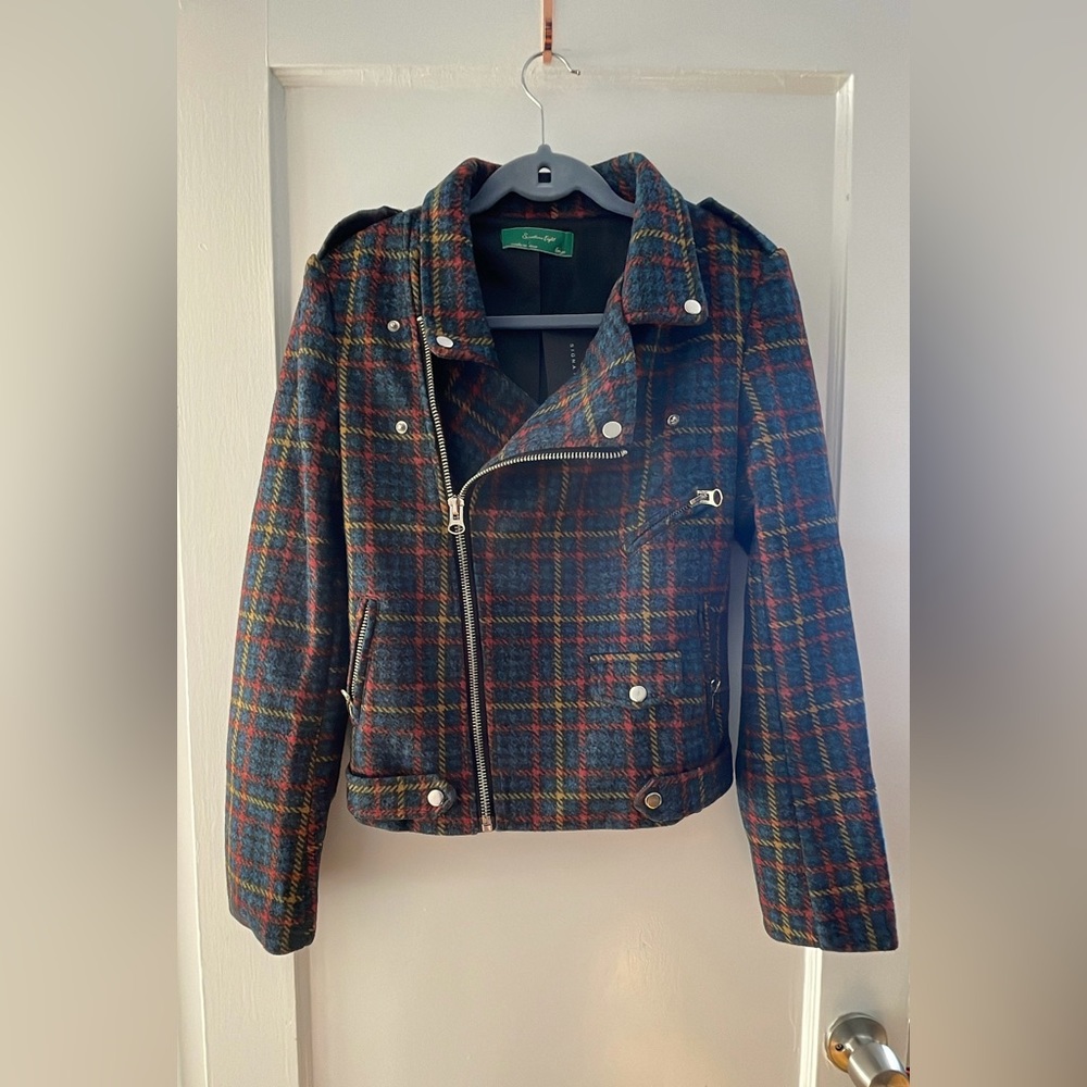 Plaid Moto Jacket (Size L)